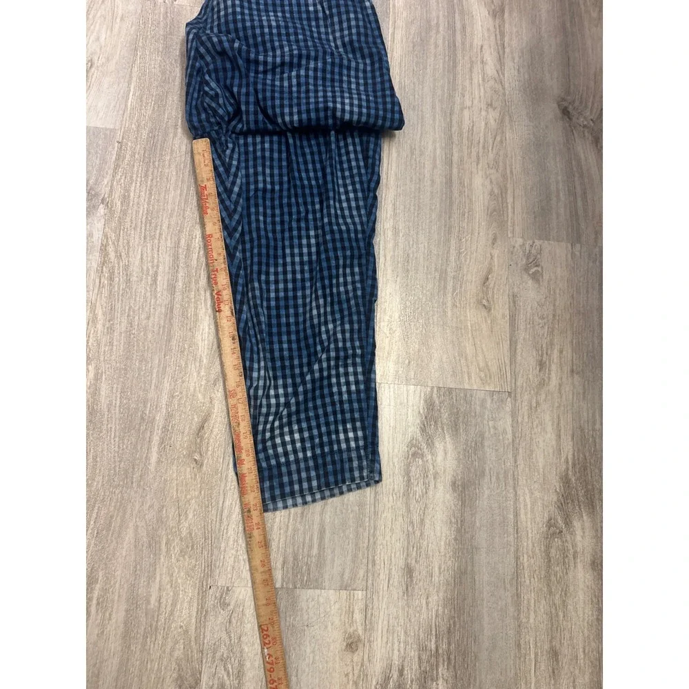 Maeve Anthropologie Blue Gingham Pleated Tapered Cropped Pants Plus Size 20W